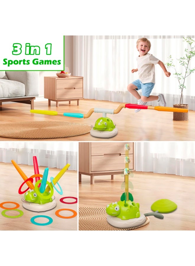 3-in-1 Dinosaur Musical Jump & Lawn Game with Remote Control | Sports Rocket Launcher & Ring Toss Toy | Outdoor Birthday Gifts for Kids 3-12 - Image 2